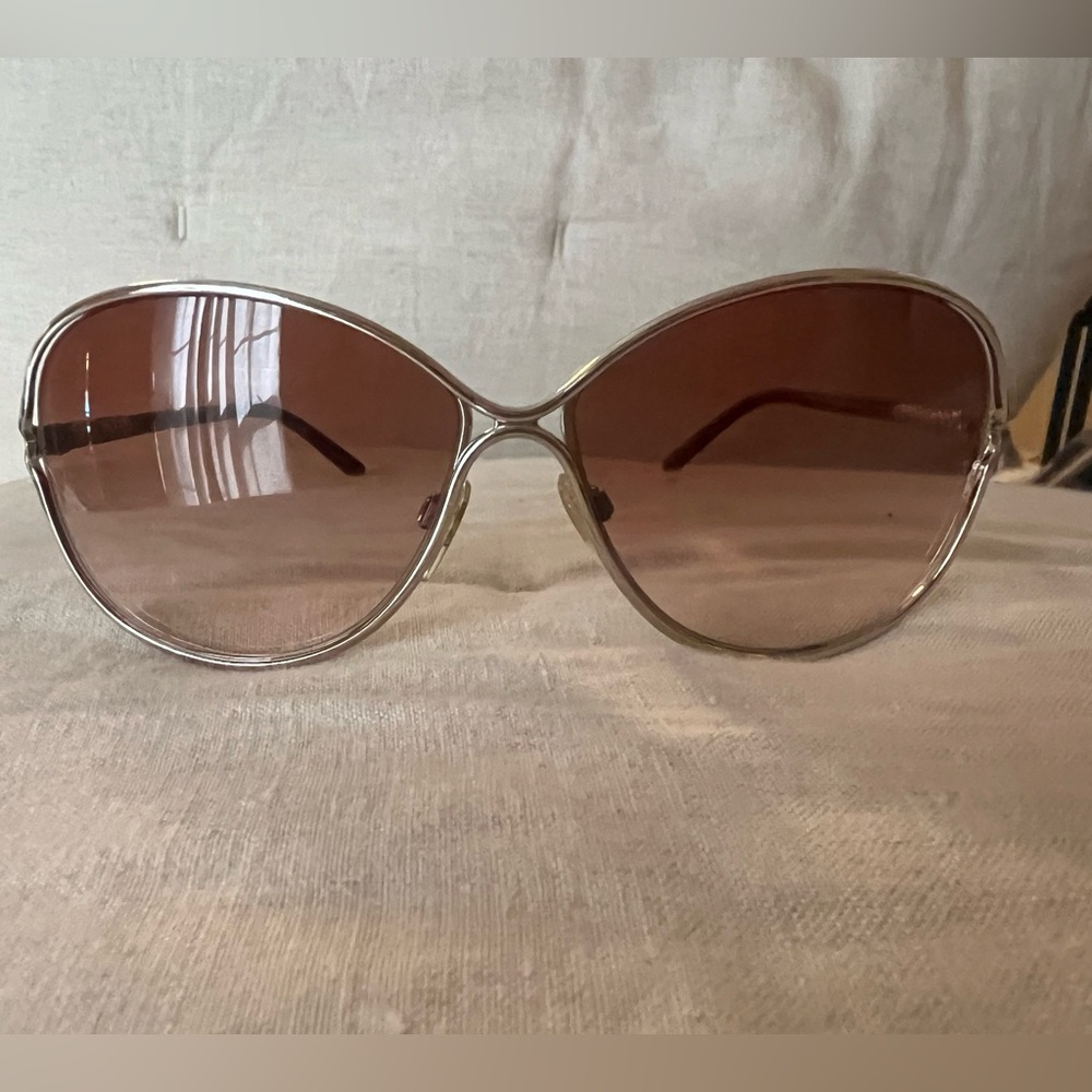 Burberry Silver and Burgundy Gradient Sunglasses with Hard Case & Cloth